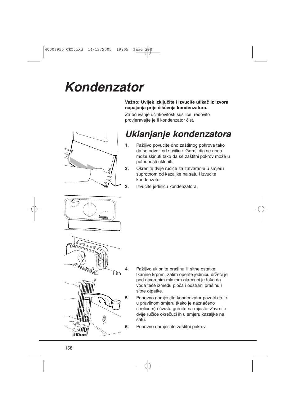 Kondenzator, Uklanjanje kondenzatora | Candy CC2 77 T-86S User Manual | Page 158 / 164