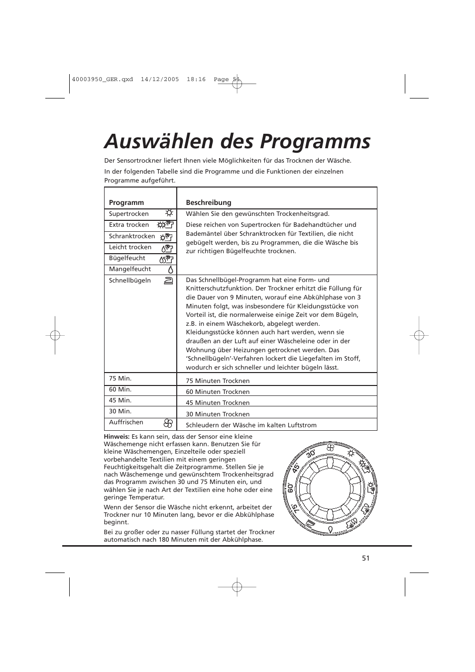 Auswählen des programms | Candy CC2 77 T-86S User Manual | Page 51 / 164