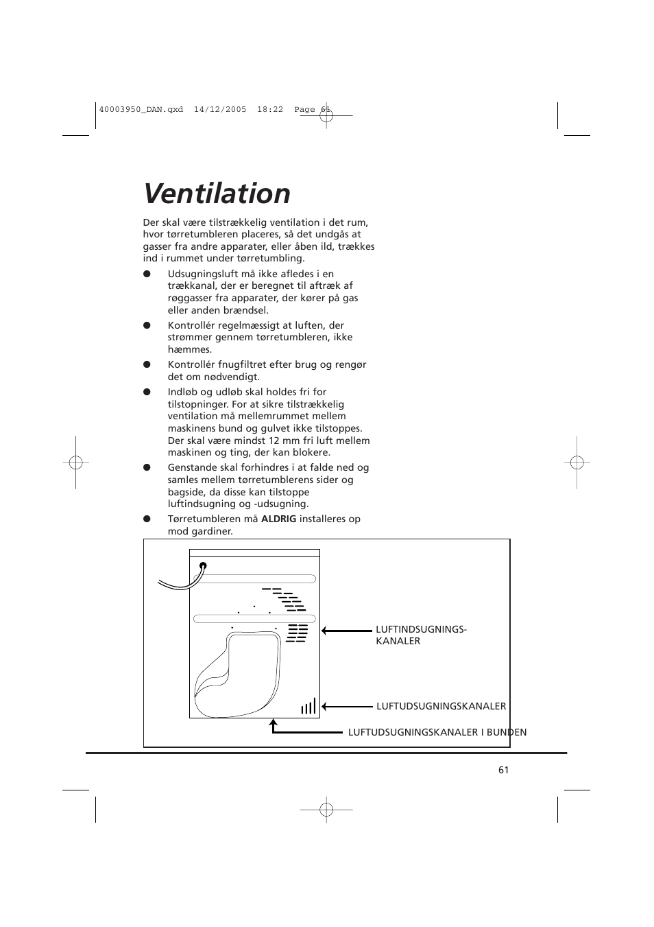 Ventilation | Candy CC2 77 T-86S User Manual | Page 61 / 164