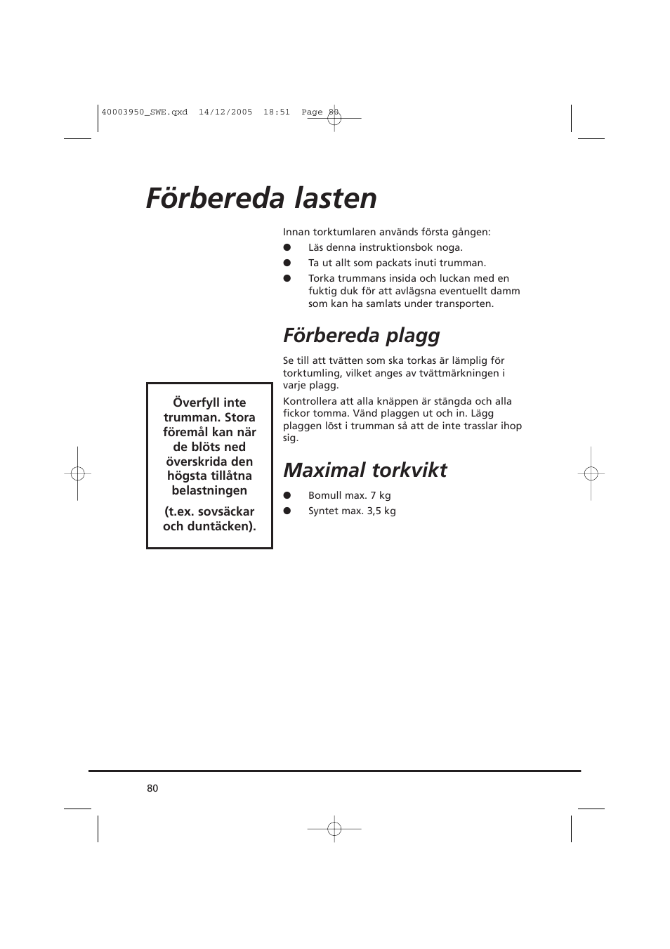 Förbereda lasten, Förbereda plagg, Maximal torkvikt | Candy CC2 77 T-86S User Manual | Page 80 / 164