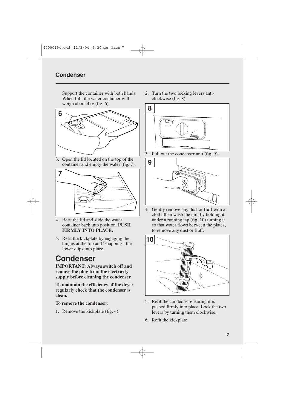 Condenser | Candy AB CDC 266 UK User Manual | Page 7 / 12