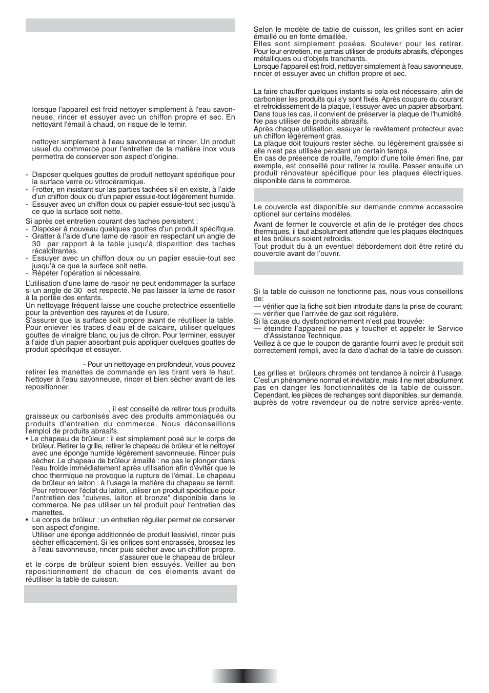 Couvercle, Utilisation : entretien, Assistance technique | Candy PLAS 640 XX User Manual | Page 7 / 26