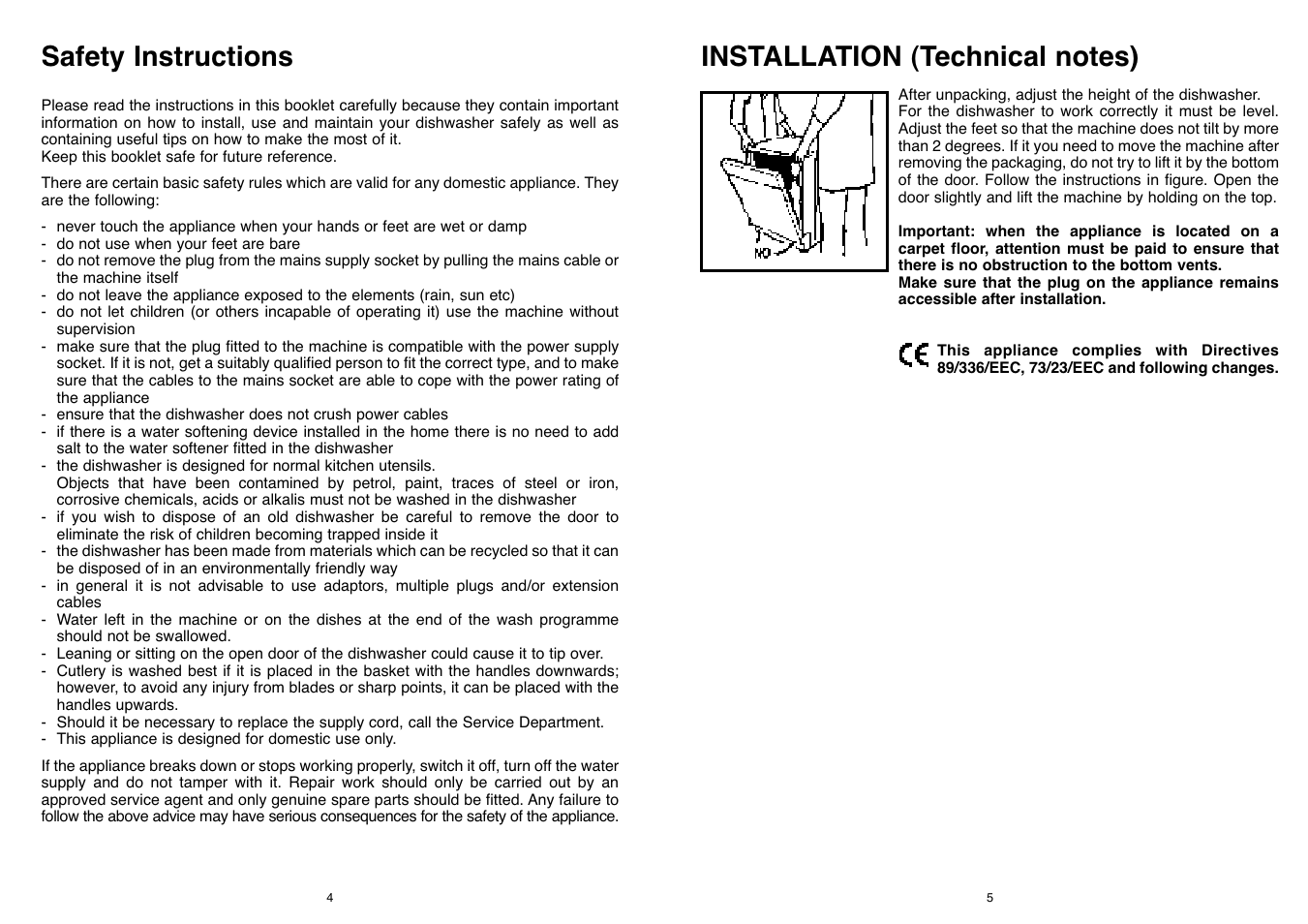 Safety instructions | Candy LS CD 650 UK User Manual | Page 3 / 17