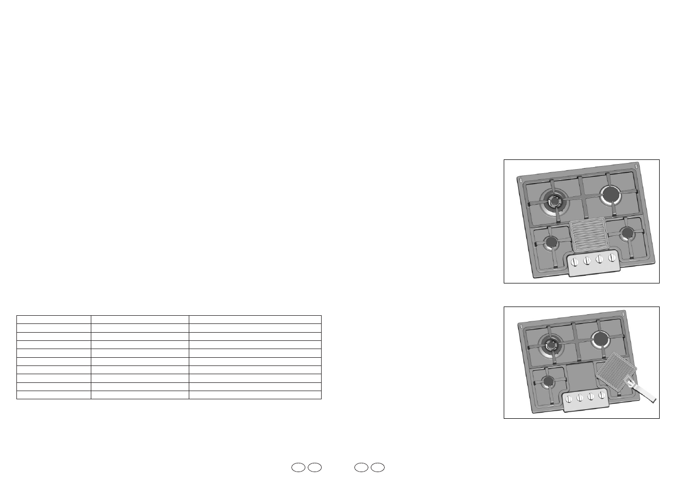 Use of hob, User instructions, Using the gas burner | Istructions for use of griddle | Candy PM 741 SVXGH User Manual | Page 25 / 33