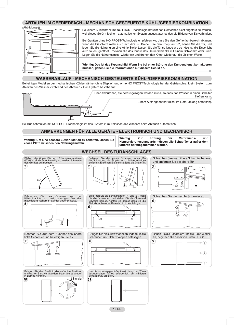 Wechsel des türanschlages | Candy CRCS 6184 X User Manual | Page 11 / 45