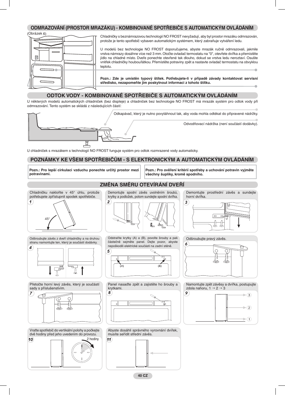 Změna směru otevírání dveří | Candy CRCS 6184 X User Manual | Page 41 / 45