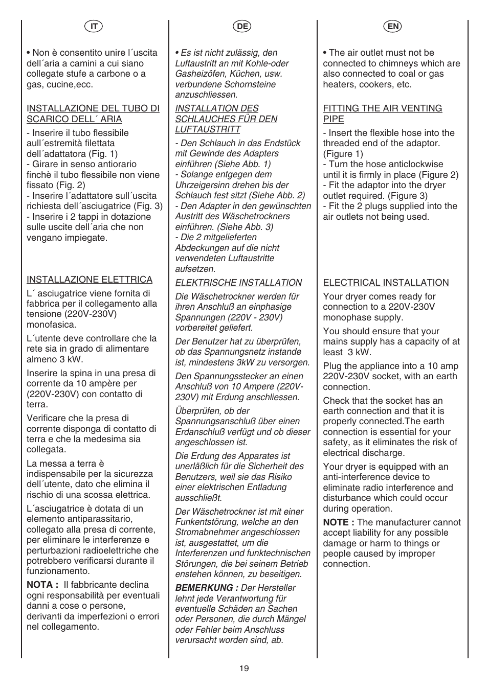 Candy AB CST 10 M User Manual | Page 19 / 48