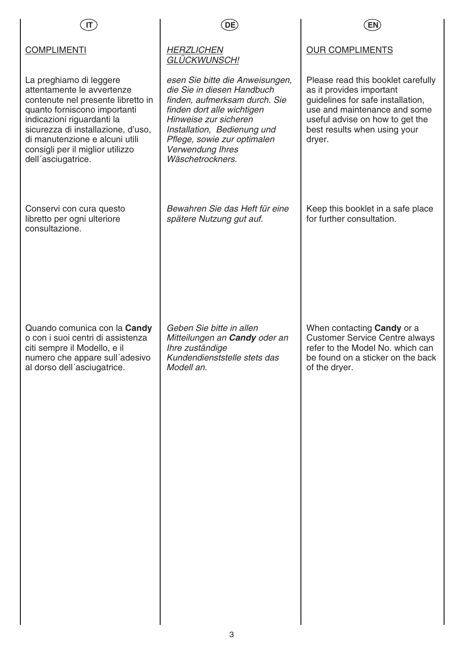 Candy AB CST 10 M User Manual | Page 3 / 48