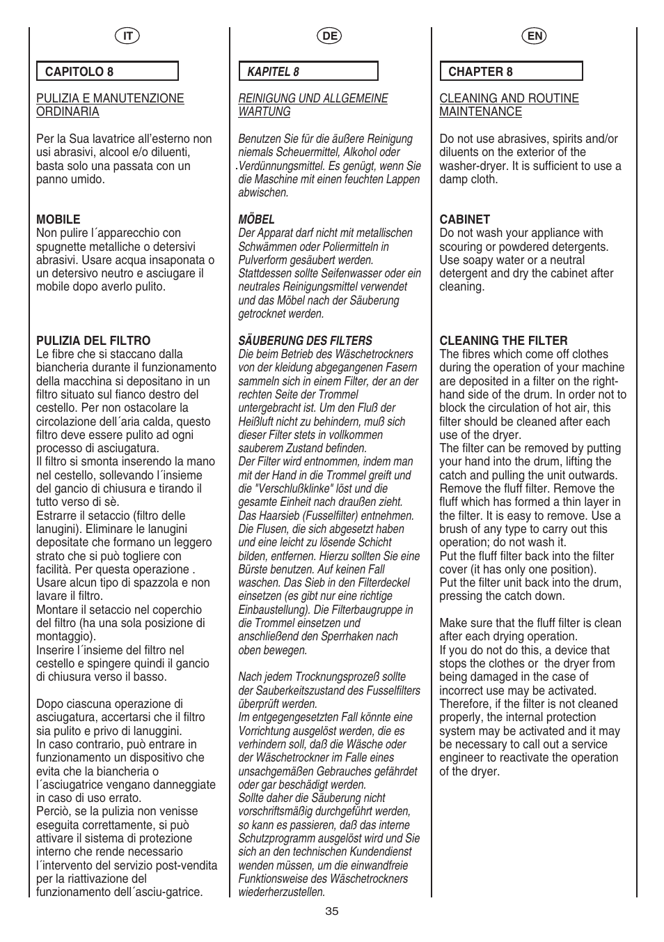 Candy AB CST 10 M User Manual | Page 35 / 48
