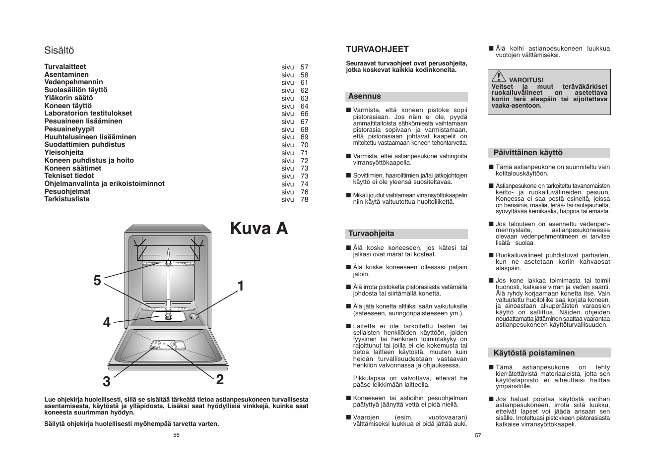 Kuva a, Sisältö | Candy CDI 1010__2-S User Manual | Page 29 / 69