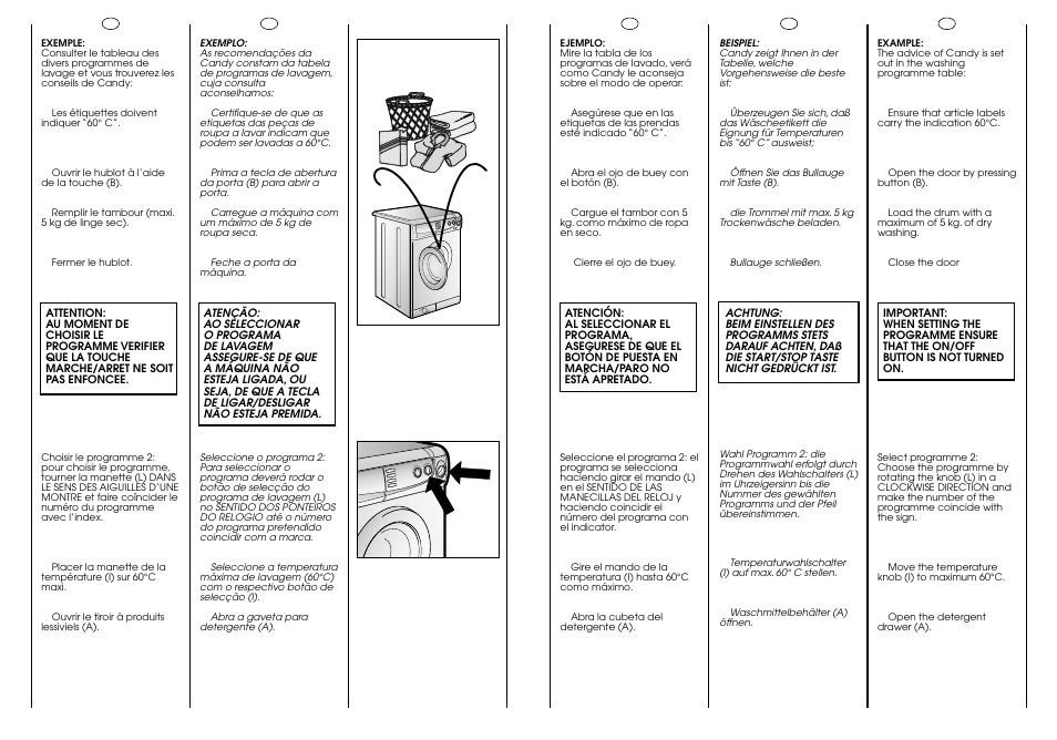 60° c 5 kg max | Candy CB 412 XT User Manual | Page 26 / 33