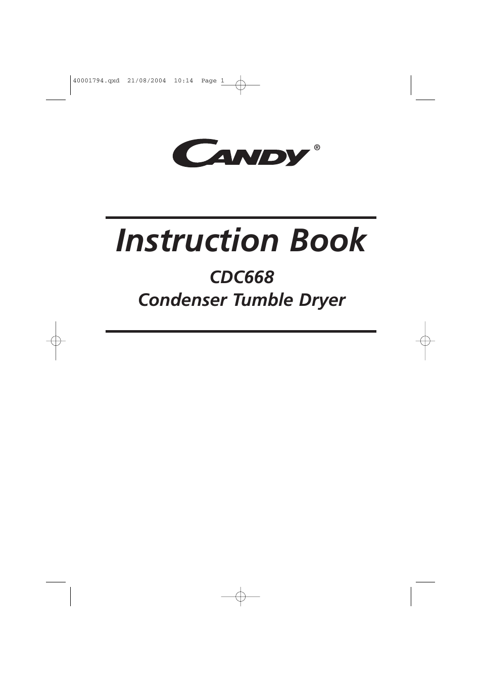 Candy AB CDC 668 - SY User Manual | 40 pages