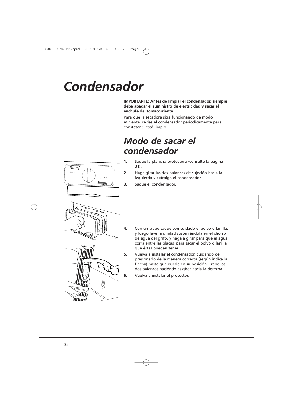 Condensador, Modo de sacar el condensador | Candy AB CDC 668 - SY User Manual | Page 32 / 40