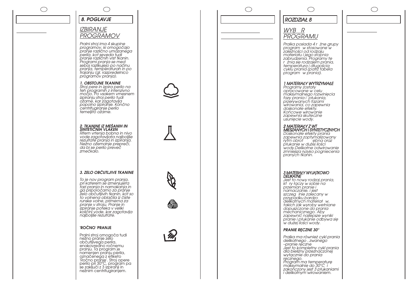 Programm/ temperaturwahl, Selection, Izbiranje programov | Wyb ó r programu | Candy WD ALISE'CMD 106-16S User Manual | Page 27 / 49
