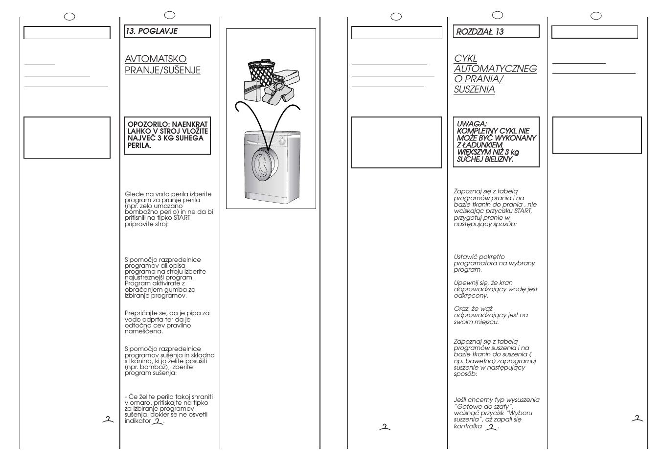 3 kg max | Candy WD ALISE'CMD 106-16S User Manual | Page 39 / 49