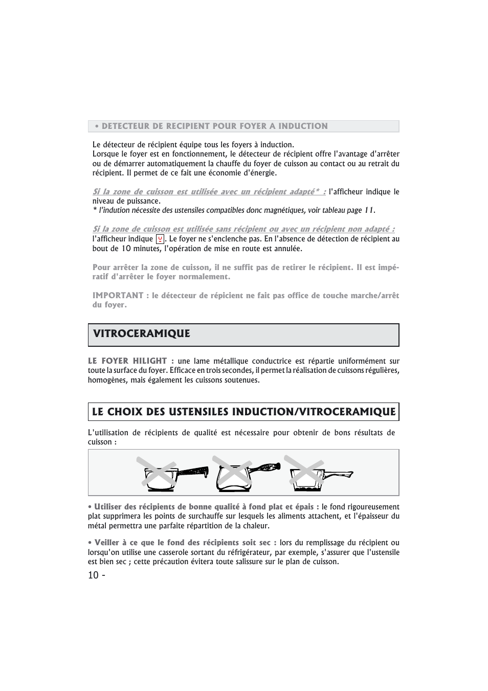 Vitroceramique | Candy PMI 4100 N User Manual | Page 10 / 64