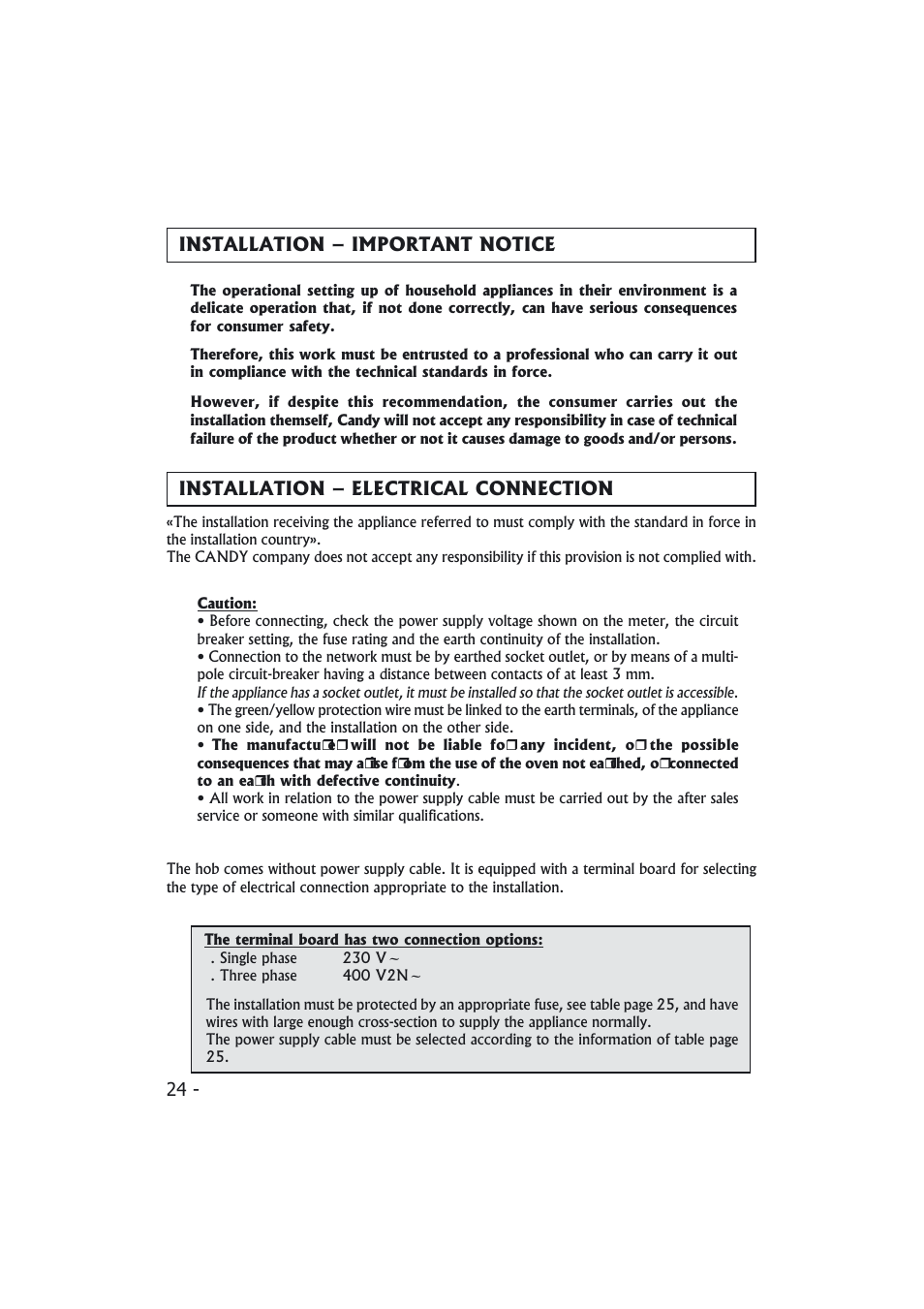 Candy PMI 4100 N User Manual | Page 24 / 64