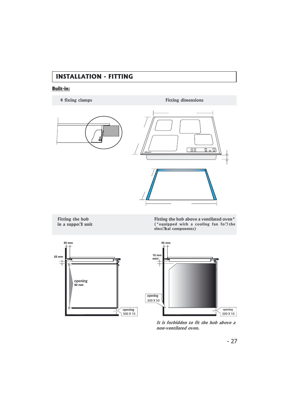 Installation - fitting | Candy PMI 4100 N User Manual | Page 27 / 64