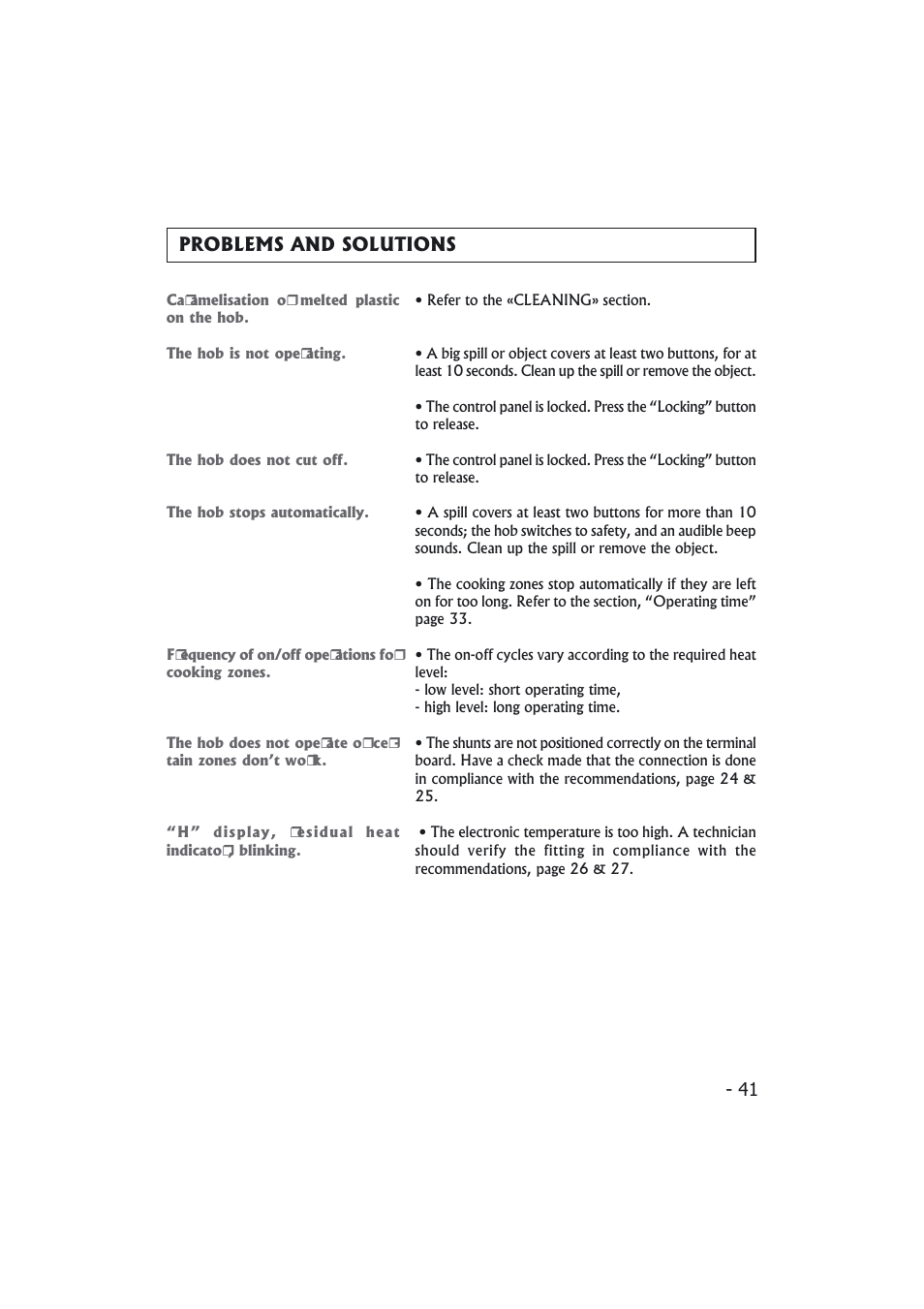 Problems and solutions | Candy PMI 4100 N User Manual | Page 41 / 64