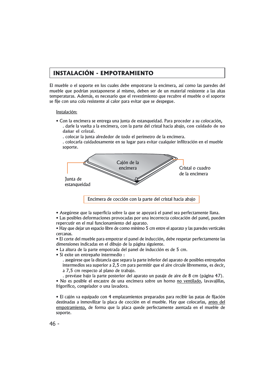 Instalación - empotramiento | Candy PMI 4100 N User Manual | Page 46 / 64