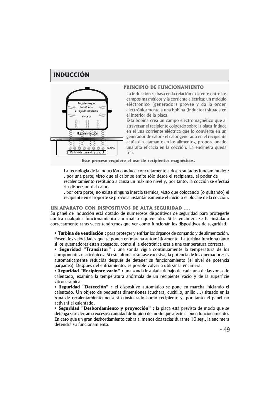 49 inducción | Candy PMI 4100 N User Manual | Page 49 / 64