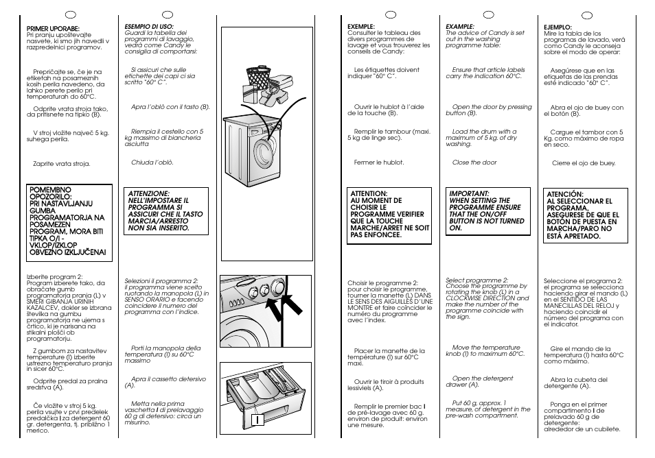 60° c 5 kg max | Candy CG 644 T User Manual | Page 26 / 33
