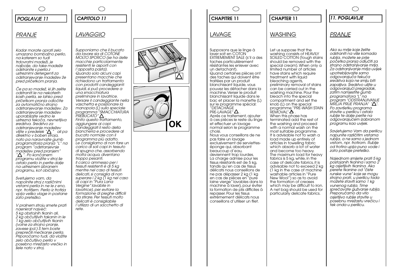 Lavaggio, Washing, Lavage | Pranje | Candy CG 654 XT User Manual | Page 25 / 33