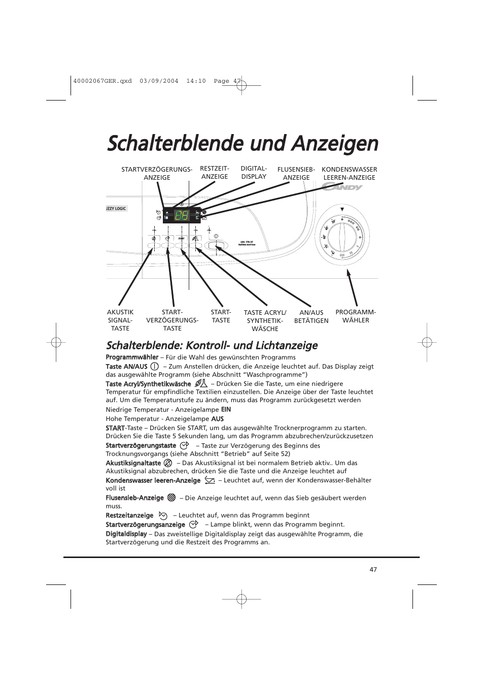 Candy AB CDC 779 XT - 88 SY User Manual | Page 47 / 76