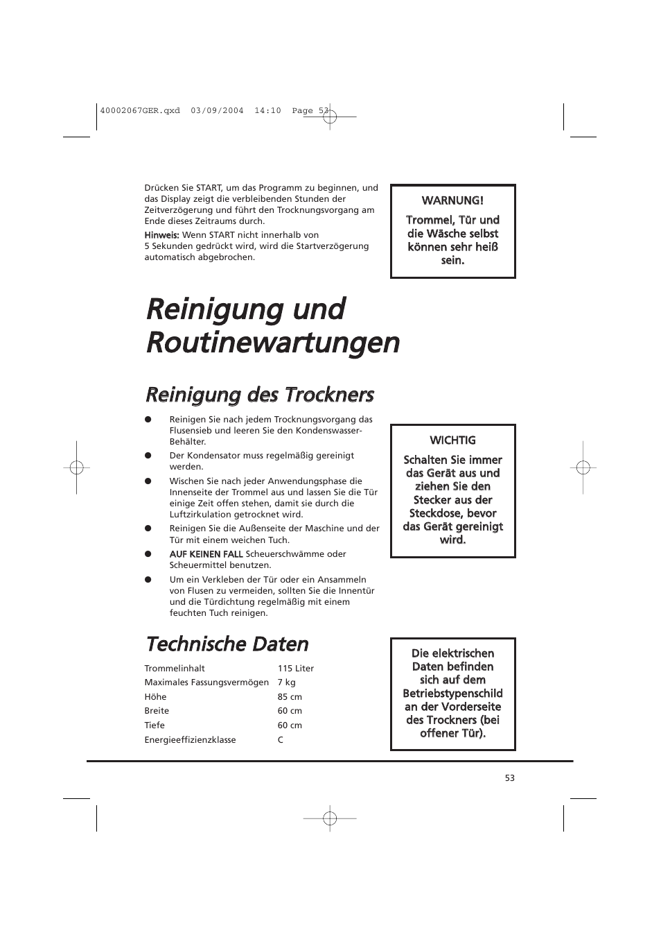 Tte ecch hn niisscch he e d da atte en n | Candy AB CDC 779 XT - 88 SY User Manual | Page 53 / 76