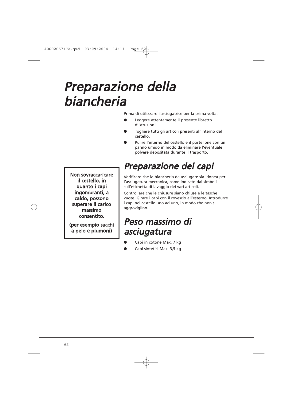 Candy AB CDC 779 XT - 88 SY User Manual | Page 62 / 76