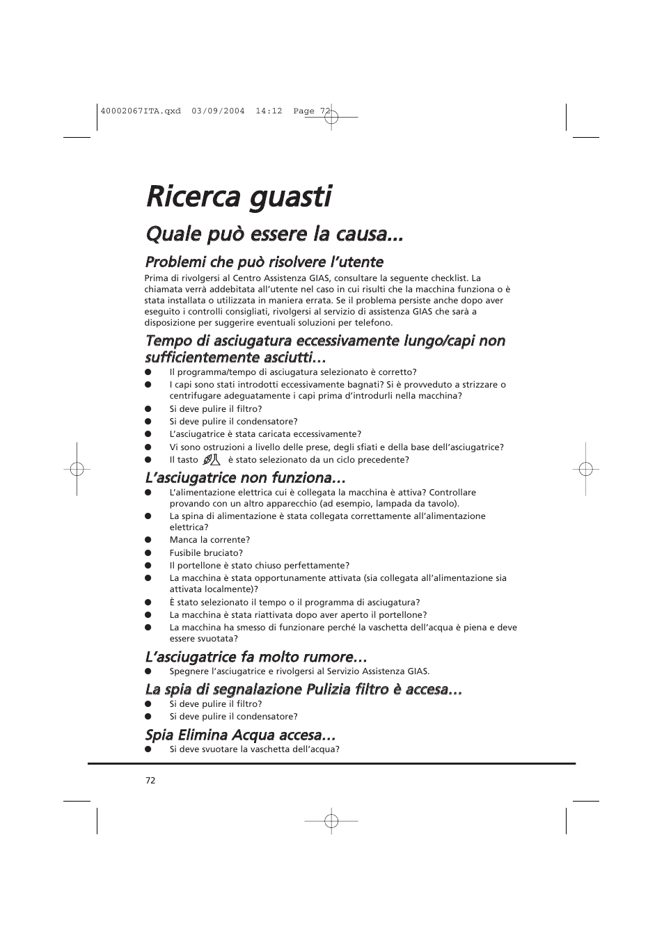 Rriicce errcca a g gu ua assttii | Candy AB CDC 779 XT - 88 SY User Manual | Page 72 / 76