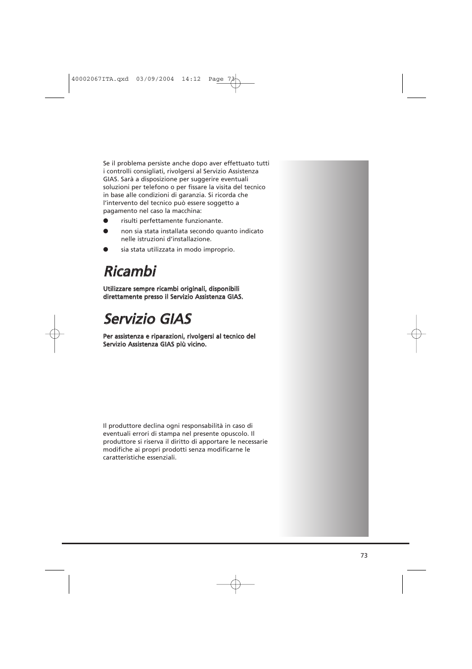 Rriicca am mb bii, Sse errv viiz ziio o g giia as s | Candy AB CDC 779 XT - 88 SY User Manual | Page 73 / 76