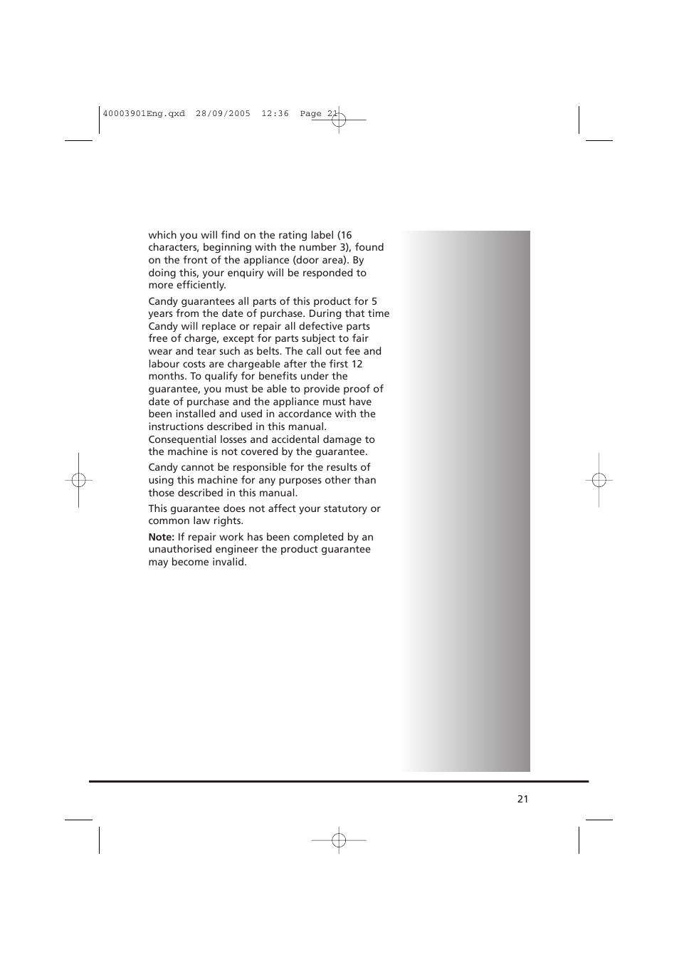 Candy CC2 67-80 User Manual | Page 21 / 24