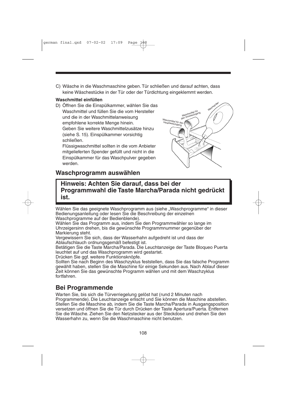 Bei programmende | Candy LMOH VARIO 7 User Manual | Page 108 / 120