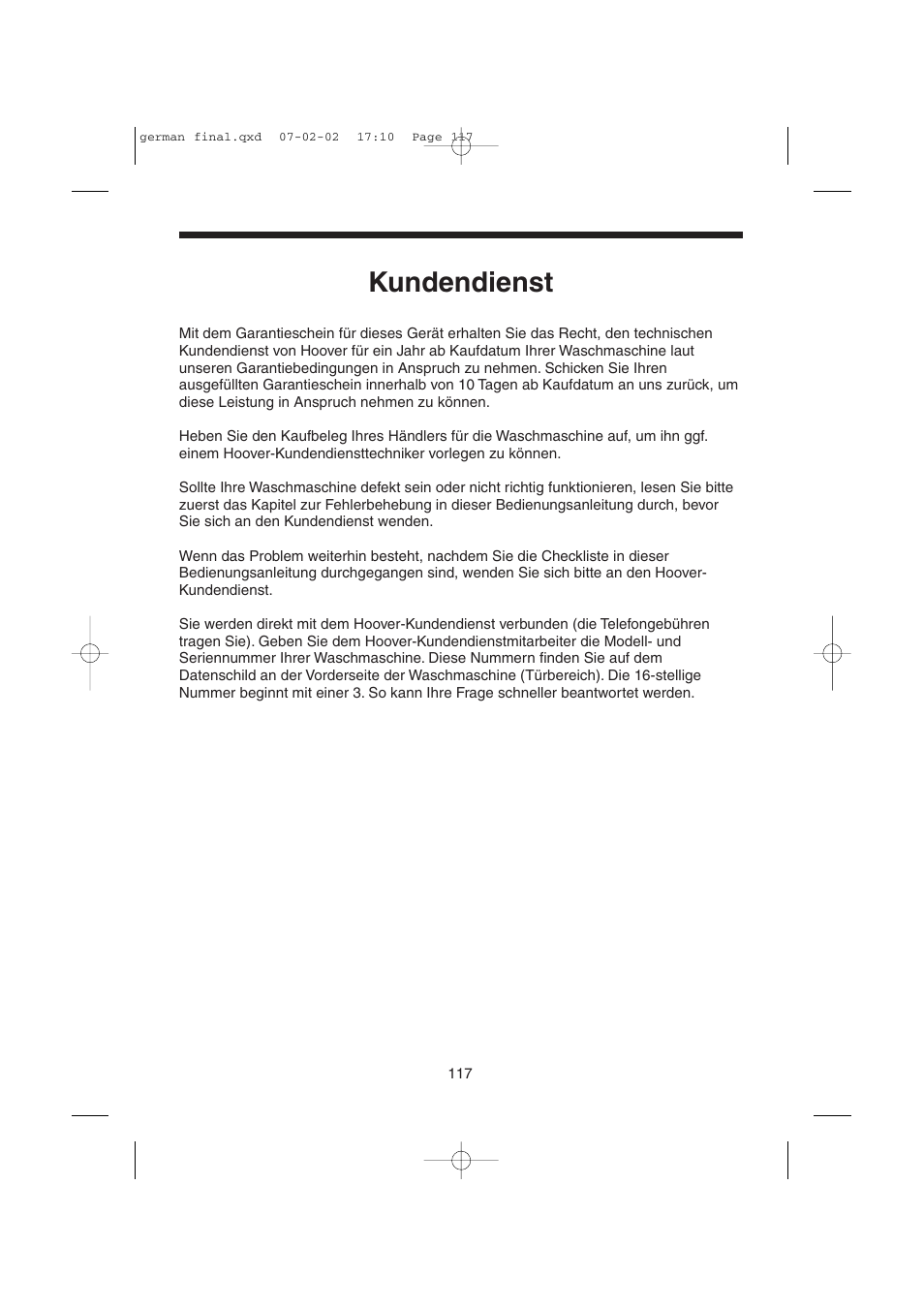 Kundendienst | Candy LMOH VARIO 7 User Manual | Page 117 / 120