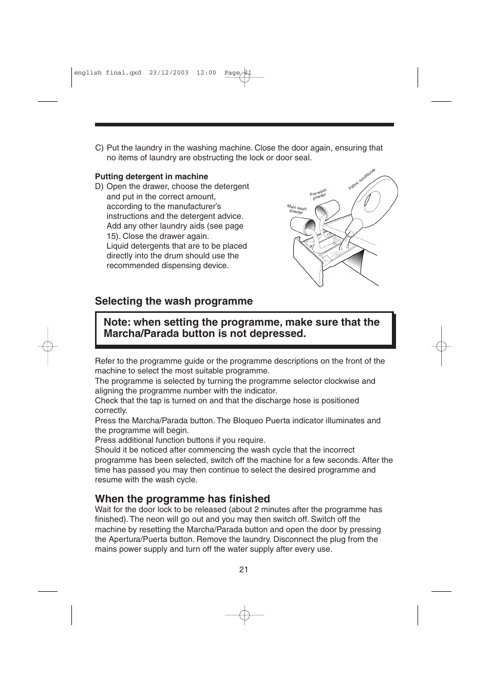 When the programme has finished | Candy LMOH VARIO 7 User Manual | Page 21 / 120