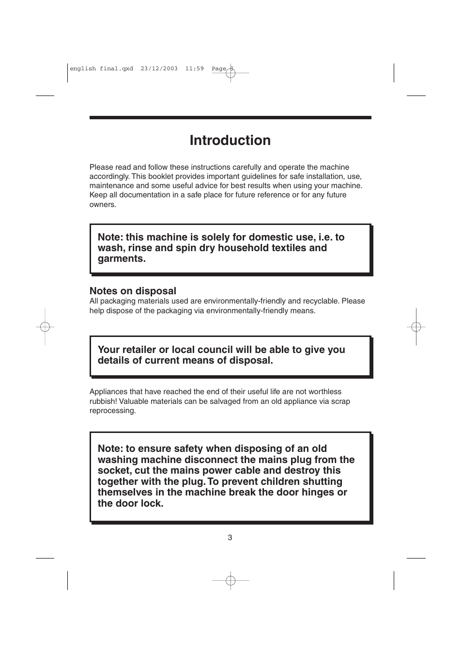 Introduction | Candy LMOH VARIO 7 User Manual | Page 3 / 120