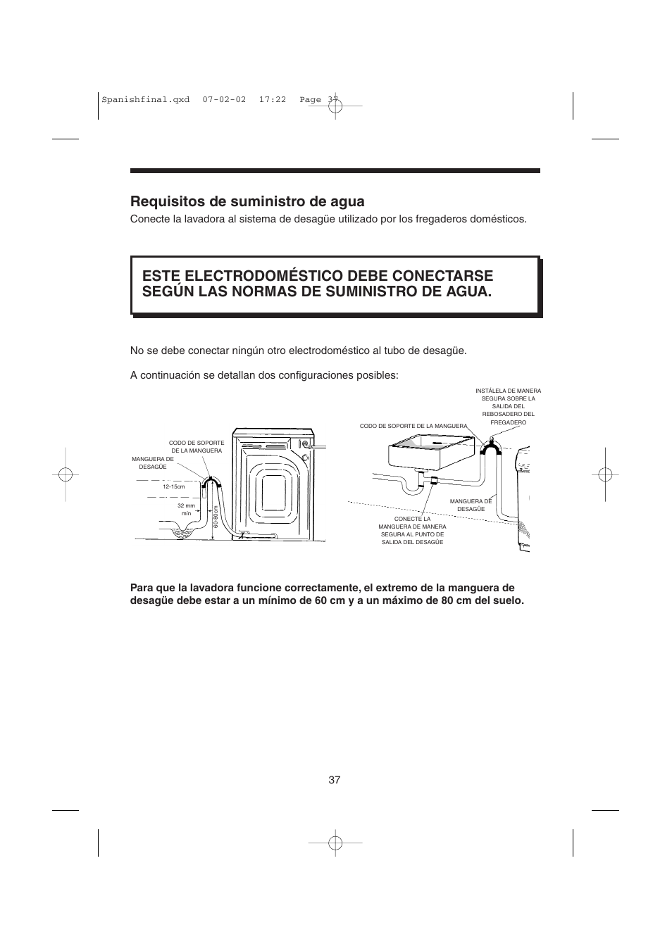 Requisitos de suministro de agua | Candy LMOH VARIO 7 User Manual | Page 37 / 120
