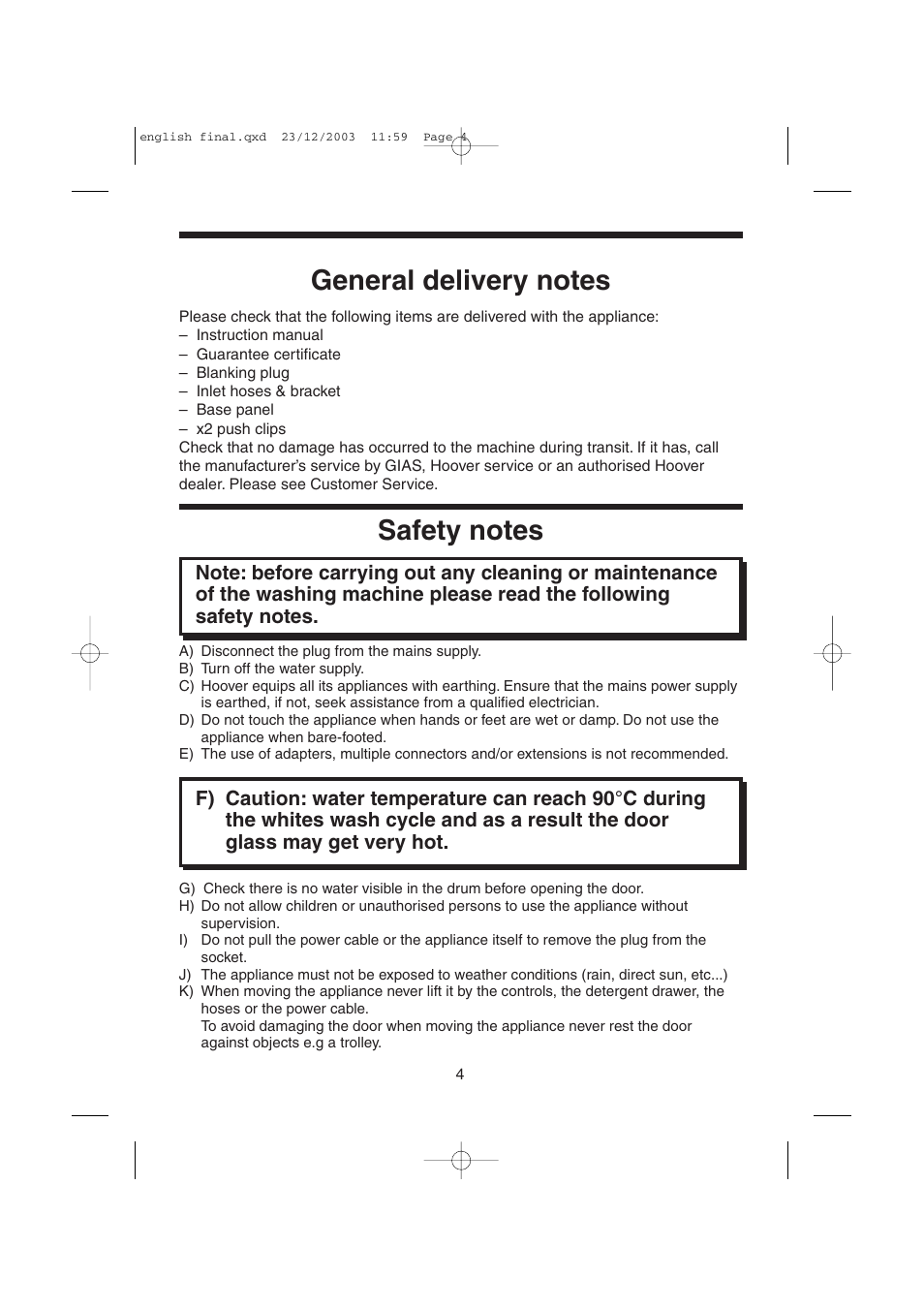 Candy LMOH VARIO 7 User Manual | Page 4 / 120