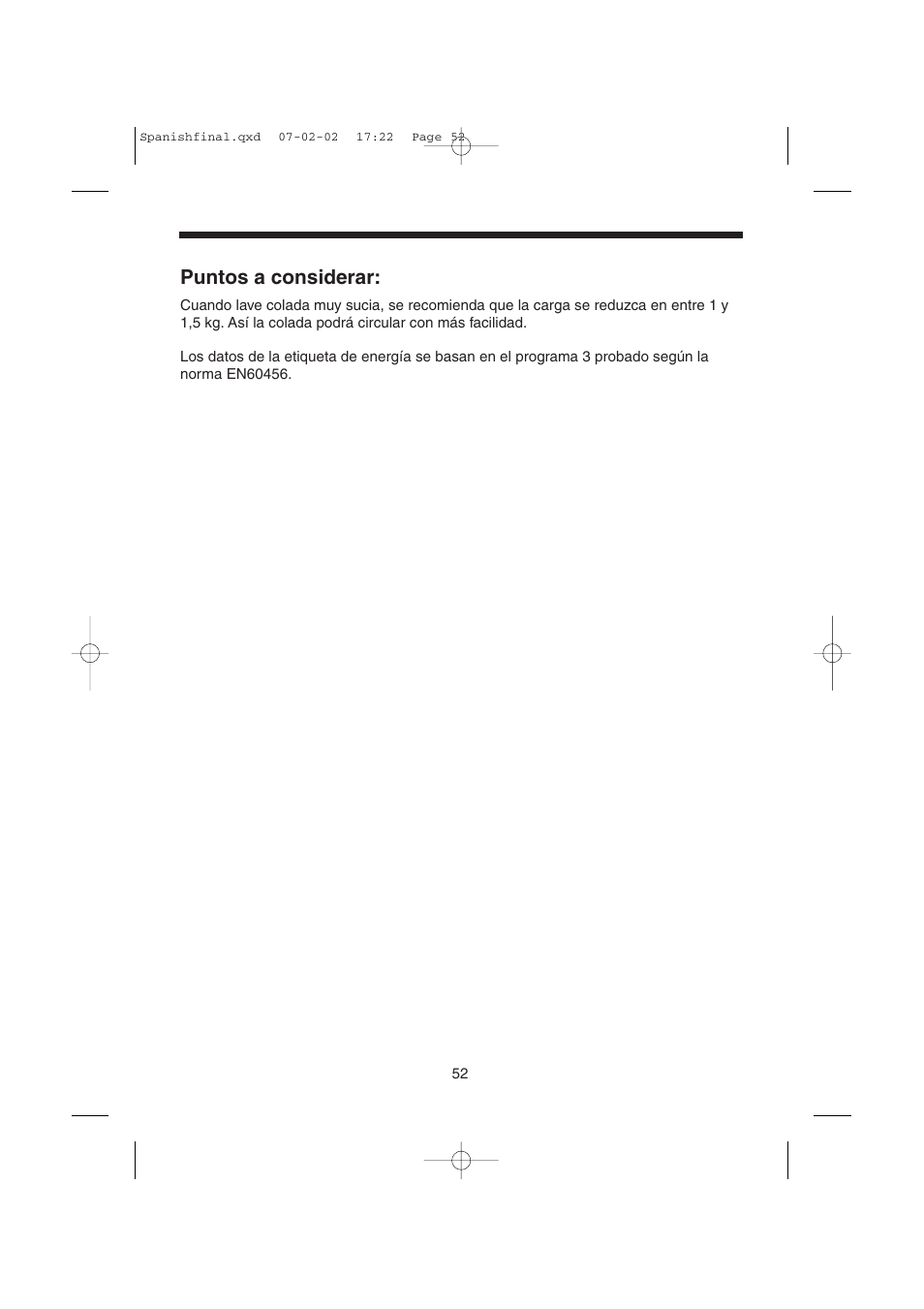 Puntos a considerar | Candy LMOH VARIO 7 User Manual | Page 52 / 120