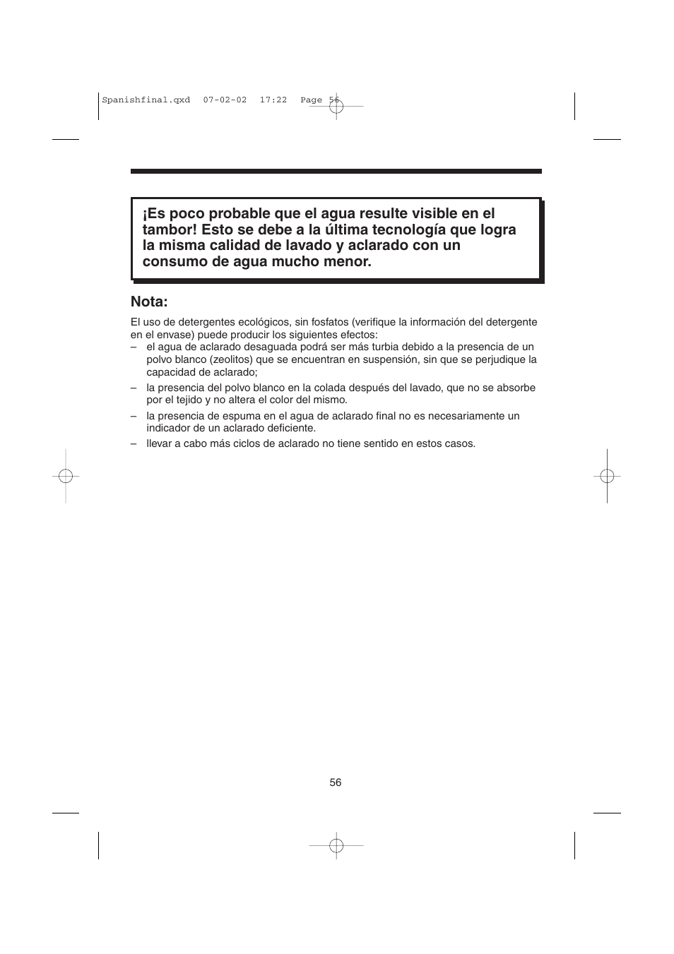 Nota | Candy LMOH VARIO 7 User Manual | Page 56 / 120