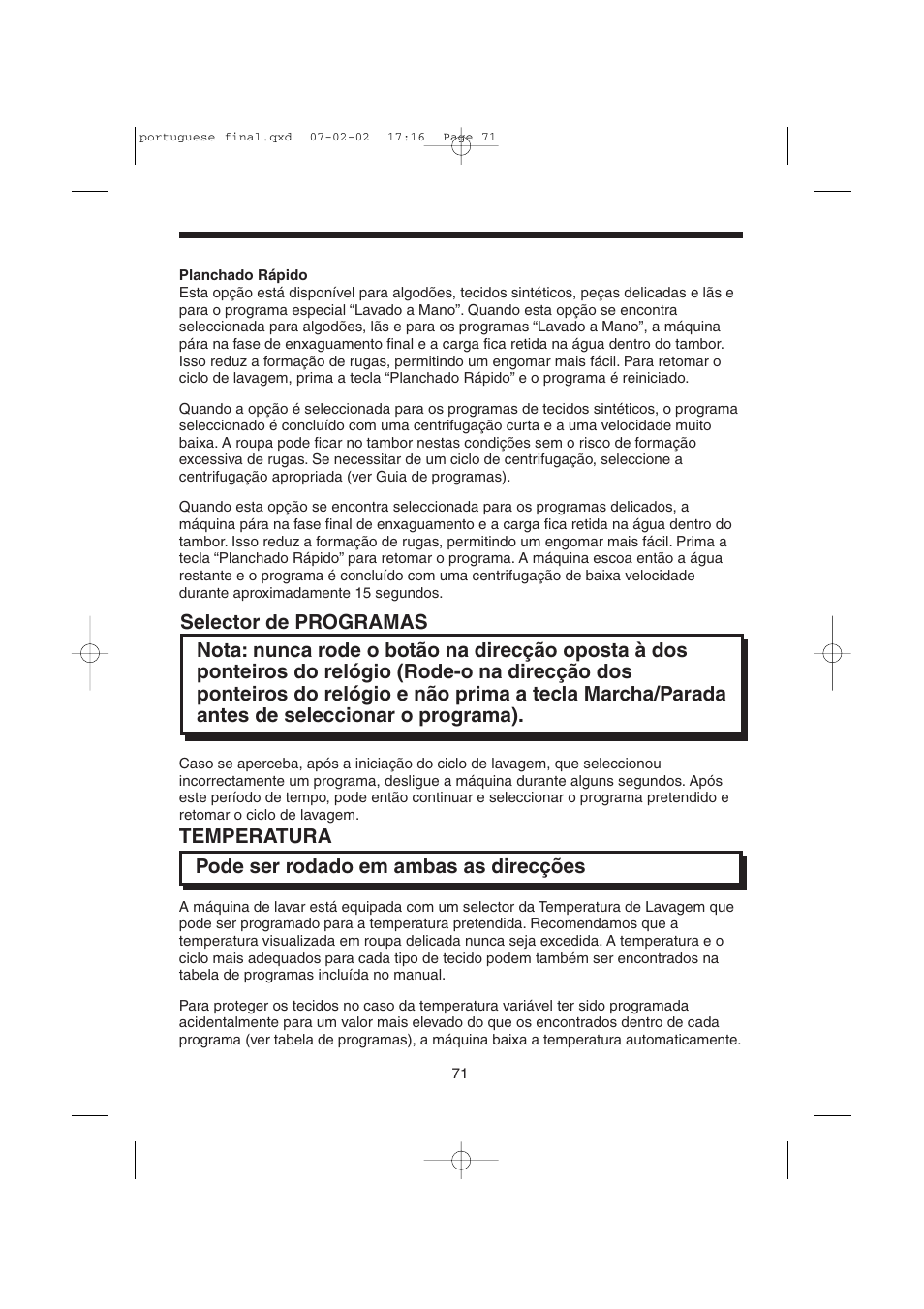 Temperatura | Candy LMOH VARIO 7 User Manual | Page 71 / 120
