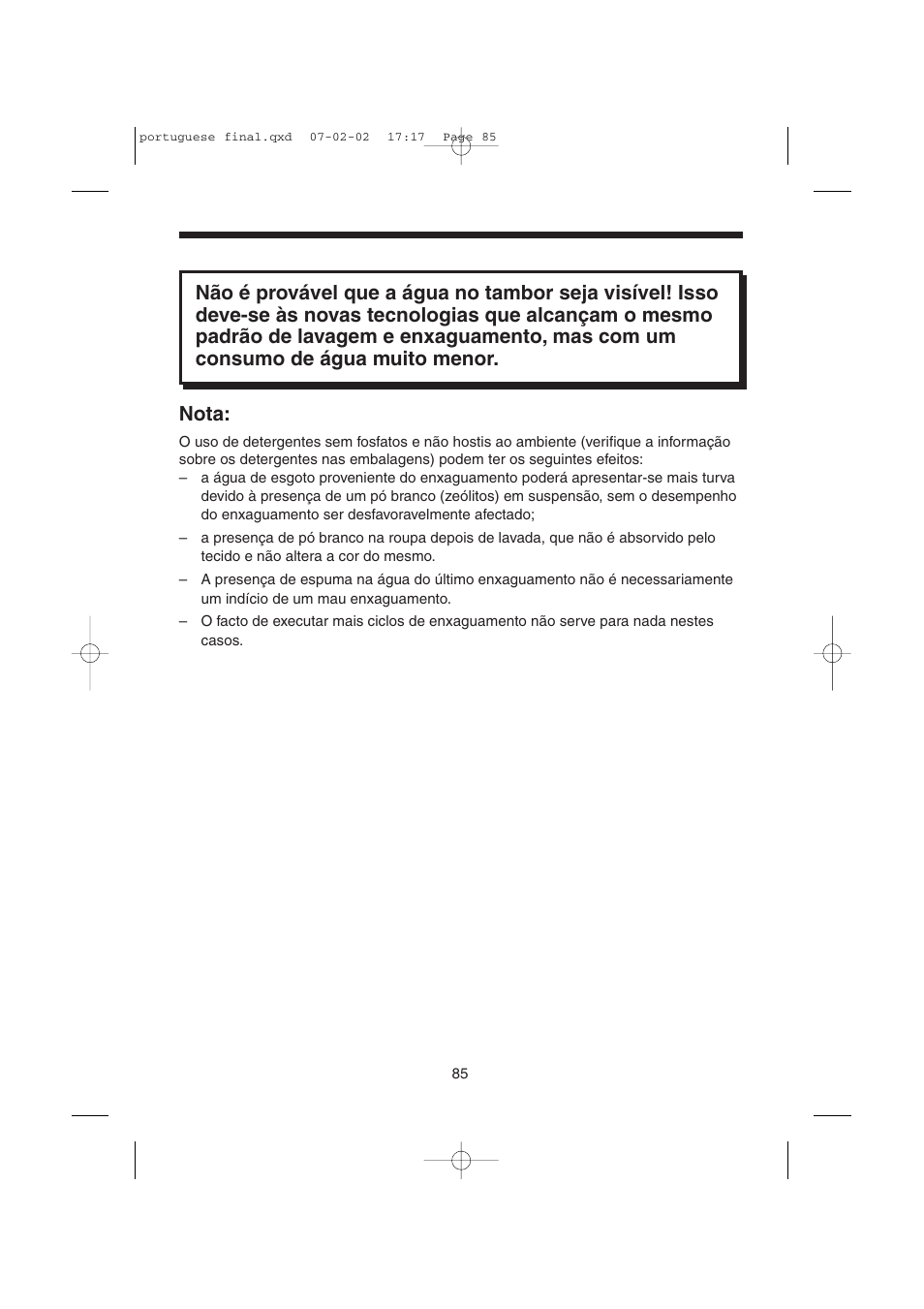 Nota | Candy LMOH VARIO 7 User Manual | Page 85 / 120