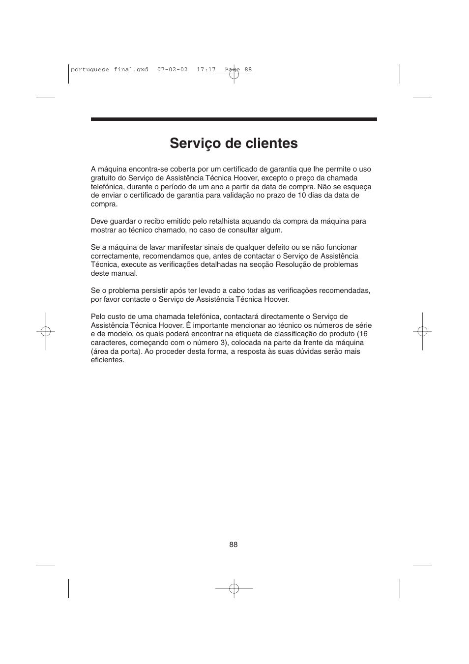 Serviço de clientes | Candy LMOH VARIO 7 User Manual | Page 88 / 120