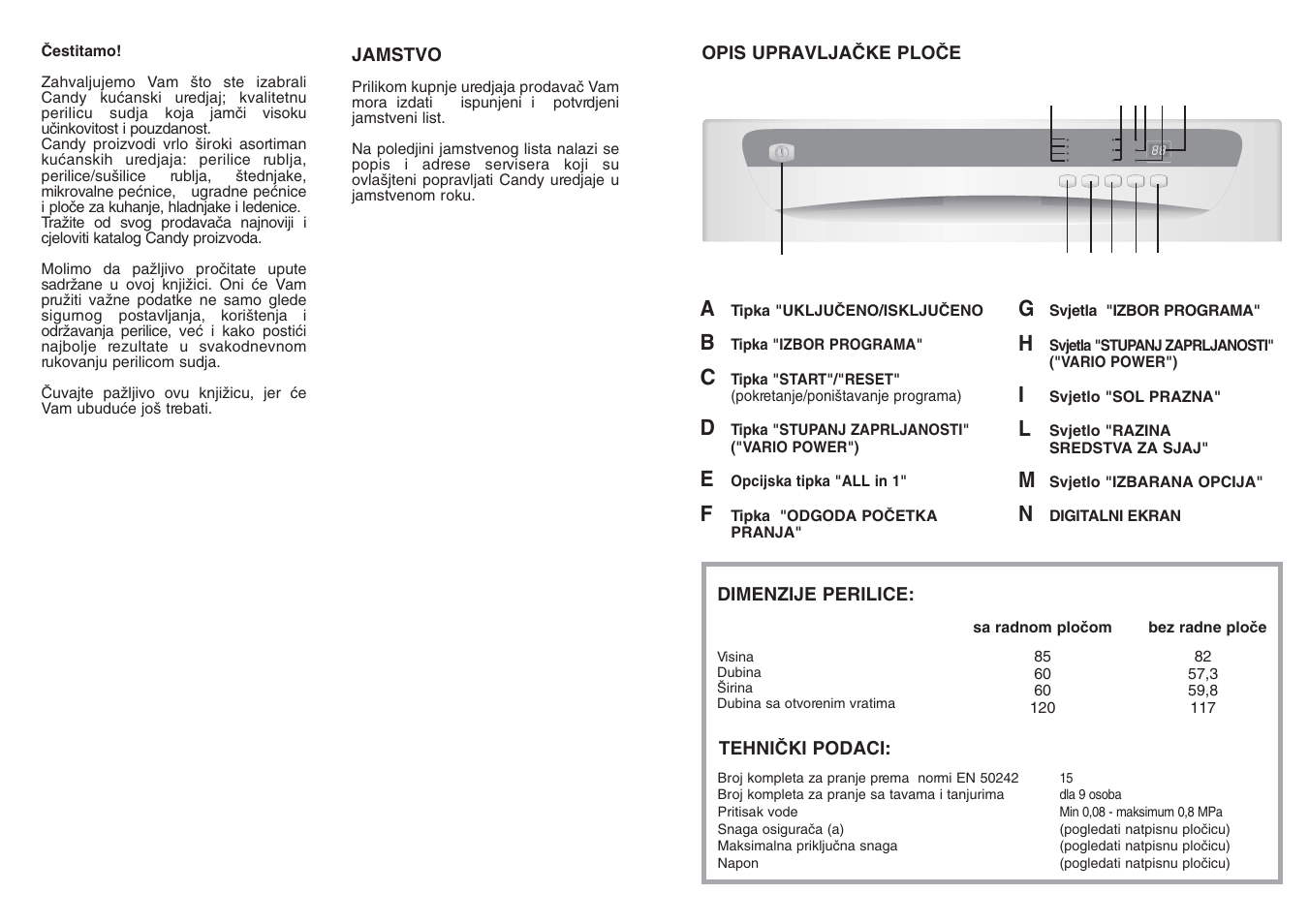 Candy CDF8 85E10-S User Manual | Page 12 / 33