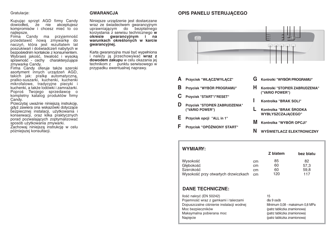 Candy CDF8 85E10-S User Manual | Page 2 / 33