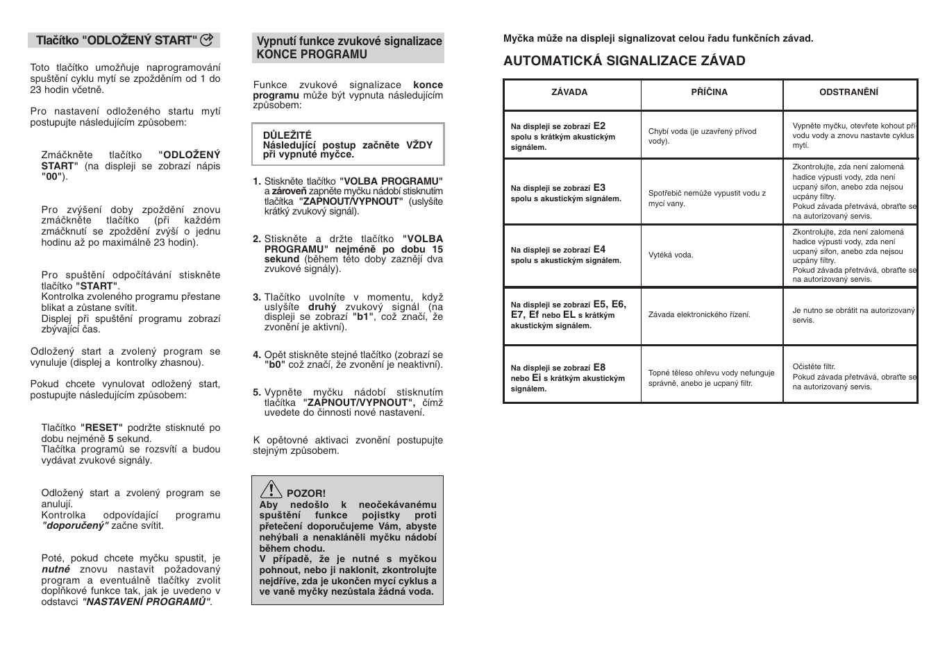 Automatická signalizace závad | Candy CDF8 85E10-S User Manual | Page 24 / 33