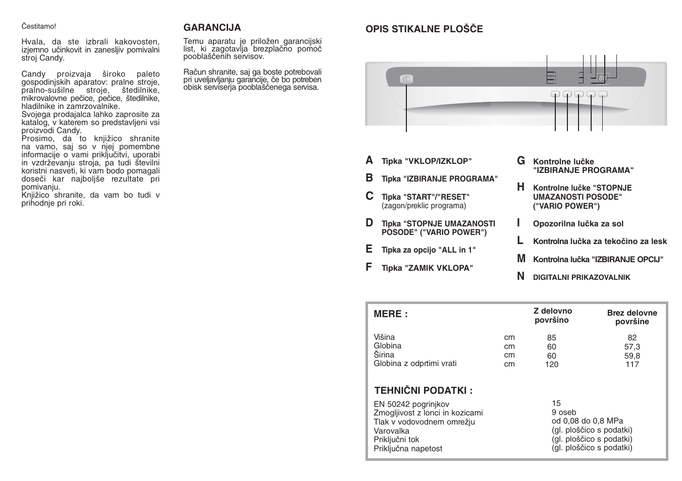 Candy CDF8 85E10-S User Manual | Page 7 / 33