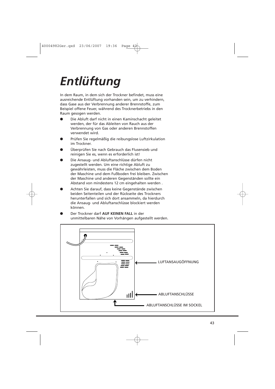 Entlüftung | Candy GO DC 78-01S User Manual | Page 43 / 76