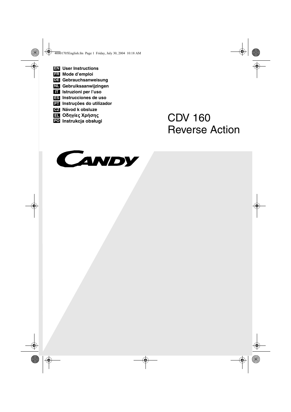 Candy AB CDV 160 - SY User Manual | 112 pages